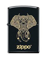 Zippo "Flame Logo Cerulean Blue Lighter, 1071 (Elephant with Tusks Black Matte)