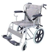 Wheelchair Folding Old Man Light Portable Manual Wheelchair Trolley Disabled Scooter Solid Tire No Inflatable Soft Handrail (Color : Beige Plaid)
