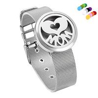 constantlife Hypoallergenic Heart Fragrancy Diffuser Bracelet for Women -316L Stainless Steel Aromatherapy Diffuser Locket Bracelet (G-I Love U)