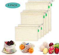 LAMEIDA 100% Organic Cotton Mesh Bags - Eco-Friendly, Bio-degradable, Lightweight, Washable, Durable Bags Set of 6