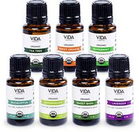 USDA Certified Organic Essential Oil. 100% Pure, Undiluted, Therapeutic Grade. 15 ml (0.5 fl oz). VIDA Essentials (Top 7 Oils)