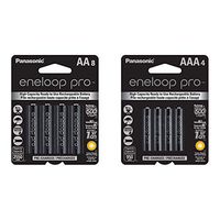 Panasonic BK-3HCCA8BA eneloop pro AA High Capacity Ni-MH Pre-Charged Rechargeable Batteries, 8 Pack & BK-4HCCA4BA eneloop pro AAA High Capacity Ni-MH Pre-Charged Rechargeable Batteries, 4 Pack