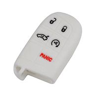 KEMANI Silicone Case Protect Holder Cover For Jeep Chrysler Fiat Remote Smart Key 5 Buttons (No key) (White)