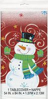 Snowman Swirl Holiday Plastic Tablecloth, 84" x 54"