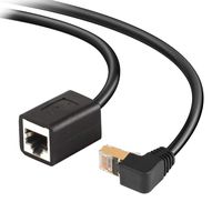 J&D Cat6 Ethernet Extension Cable, Cat 6 Up Angled 90 Degree Ethernet Extender Cable Adapter - Support Cat6 / Cat5e / Cat5 Standards, RJ45 Cords Shielded Male to Female - 15 Feet