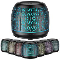 ASAKUKI 500ml Essential Oil Diffuser, Decorative Metal Cover, 5 in 1 Ultrasonic Aromatherapy Scented Oil Diffuser Fragrance Humidifier for Home Yoga Spa, Waterless Auto-Off, 7 LED Lights