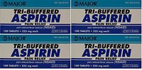 Tri Buffered Aspirin Tablets Generic for Bufferin 325 mg 100 Tablets per Bottle Pack of 4 Total 400 Tablets