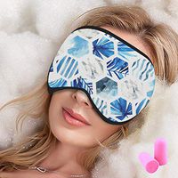 Sangkoo Unisex 100% Cotton Sleep Mask, Geometric Florals Pattern Adjustable Head Strap Super Soft Sleeping Mask, Blackout Comfortable Eye Mask, Suitable for Travel Home 9 X 4.7(inch)