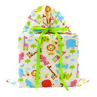 Jungle Animals Reusable Fabric Gift Bag for Baby Shower or Child's Birthday (Large 20 Inches Wide by 27 Inches High, Pale Yellow)