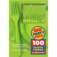Big Party Pack Kiwi Green Plastic Forks, 100 Ct.