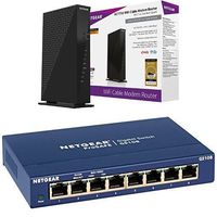 NETGEAR AC1750 (16x4) Wi-Fi Cable Modem Router (C6300) DOCSIS 3.0  Certified for Xfinity Comcast, Time Warner Cable, Cox, & more Bundle with NETGEAR ProSAFE GS108 8-Port Gigabit Desktop Switch (GS108-400NAS)