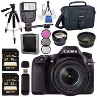 Canon EOS 80D DSLR Camera with 18-135mm IS USM Lens + 58mm Wide Angle Lens + 58mm 2x Lens + Canon 100ES EOS Shoulder Bag Bundle
