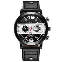 Fxbar,Cool Design Couple Fashion Watches Quartz Round Wrist Business Men's Watch(Black)