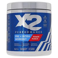 X2 Performance Pre + Intra Workout Powder for Men and Women, Power Punch, 12.77 oz, 20 Servings - Preworkout Supplements for Sustained Energy, Endurance, Recovery - Pre-Workout for Athletes