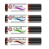 Headache Chill Breathe Focus Blends – 10ml each | Rollons | Migraine Relief | Relax | Respiratory | Chill | Pre-Diluted | Easy Rollon | Steel Ball Roller | Therapeutic Grade | No Diffuser Needed!