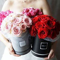 Gift Packaging Paper Box Decorating Round Black Florist Box 1 Pcs