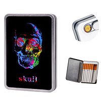 USB Lighter Cigarette Lighter Case Cigarette Box Electronic Flameless Rechargeable Windproof Lighters Hold 16 Cigarette Smoke
