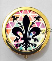 BlackKey Fleur De Lis Design 3-Compartment Decorative Pocket Gift Box Case Organizer for Pill, Color 2 -391