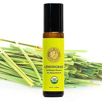 Organic Lemongrass Essential Oil, 100% Pure Non-GMO USDA Certified Organic Cymbopogon Flexuosus - 10ml Pre-diluted Roll-on | Boost Circulation, Pain Relief, Skin Health