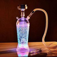 NMSL Acrylic Hookah Set with LED Light Sheesha Metal Bowl Holder for Coal Narguil Hookah Cup Small Portable Hookah Set,Purple