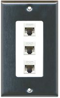 RiteAV Decorative 1 Gang 3 Port Cat5e Wall Plate - Stainless/White