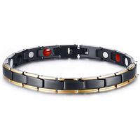 Reizteko Titanium Magnetic Therapy Health Bracelet - 2019 New Pure Row 4 Elements Magnetic Therapy Bracelets (B.Black&Gold for Women)