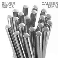 ZOOYOO 12mm Silver Paper Straw 50pcs