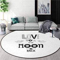 DESPKON-HOME Love Area Rugs Ring 3D Non-Slip Rug,Boho Hipster Sketch Art Style Phrase Stars Arrows Comets Vintage Astronomy Design Living Room,Bedroom,Desk/Chair Mats,Round Round-59 Inch,Black White