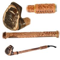 "Pirate Ship" pear wood hand made small churchwarden wooden tobacco smoking pipe pipes