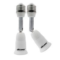 DiCUNO E26 11.5CM/4.5IN Extension Socket Extender Adapter, E26 to E26 Adjustable Extension, Flexible Medium Light Bulb Socket Converter, 180 Degree Bendable (2-Pack)