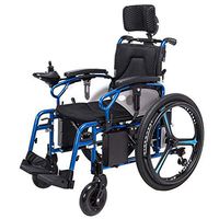 PLLP Medical Rehab Chair, Wheelchair,Heavy Duty Electric Wheelchair with Headrest, Foldable and Lightweight Powered Wheelchair,360° Joystick W/USB Charging Port,Seat Width 46Cm,Weight Capacity 150Kg