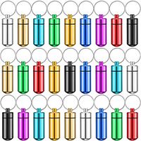 27 Pieces Aluminum Pill Holders Waterproof Pill Case Portable Mini Storage Drug Container with Keychain for Daily Use and Outdoor Camping Travel