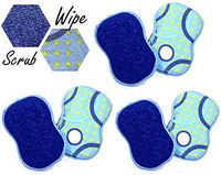 6pc Microfiber Double Sided Scrub & Wipe Sponge Pad for Kitchen & Bath - Safe on Dishes, Sink & Non-Stick Cookware - Reusable Machine Washable Durable & Long Lasting