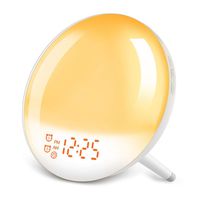 Wake Up Light Alarm Clock, Sunrise & Sunset Simulation 7 Colored Sleep Aid Light with FM Radio, 2 Alarms 7 Natural Alarm Sounds Snooze 20 Brightness