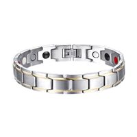 Gracefulvara Men Magnetic Titanium Steel Therapy 4in1 Bio Energy Bracelet Health Care (2#)