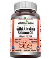 Amazing Omega Wild Alaskan Salmon Oil-2400 mg Salmon Oil Per Serving,120 Softgels(Non-GMO,Gluten Free)-Supports Heart, Joint & Brain Health and Promotes Healthy inflammatory Response
