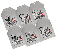 CakeSupplyShop Item#00024TGT Shimmering Metallic Grey Thank You for Celebrating with Us Bulk Gift Tags 2-1/4"x3-1/2" - 50pack