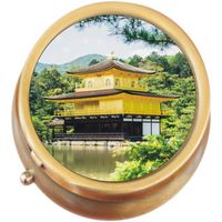 Japanese Pagoda Brass Round Pill Box