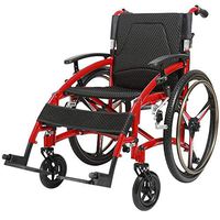CHENJIU Manual Sports Wheelchair, Folding Lightweight Elderly Disabled Trolley Portable Four-Wheeled Push Big Wheels Scooter