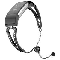 UMTELE Band Compatible with Fitbit Charge 2 V Shape Stainless Steel Bracelet Band Replacement for Fitbit Charge 2 for Women & Girls, Black