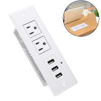 Desk Power Strip with 3 USB Ports, Recessed Power Outlet Grommet, Desktop Socket with Plugs, Connect 6.5 ft Cable for Office Kitchen Hotel White