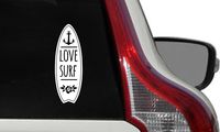 Surf Surfboard Love Surf Car Die Cut Vinyl Decal Bumper Sticker for Car Truck Auto Windshield Wall Window Ipad Tablet Macbook Laptop Computer Home Custom and More (White)