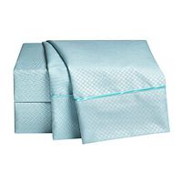 1800 COUNT 4 PIECE DEEP POCKET BED SHEET SET - CHECKERED COLLECTION/ Twin Aqua
