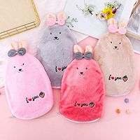 Durable Plush Hot Water Bag, Warm Transparant Hot Water Bottle with Removable & Washable Plush Rabbit Cover, Hot Water Pouch for Pain Relief,Arthritis, Headaches, Hot and Cold Therapy (Red)