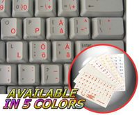 4Keyboard Swedish - Finnish Keyboard Stickers with RED Lettering ON Transparent Background