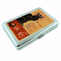 Chat Noir R1 Hip Silver Cigarette Case Id Holder Metal Wallet 4" X 2.75" RFID Protection