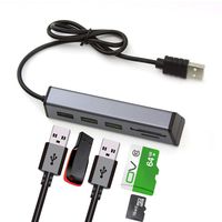 Multi-Port USB Adapter Expansion,3-Port USB 2.0 HUB Splitter Hub with Micro SD/CF Card Reader and Phone Stand Holder for Computer Laptop Desktop USB Flash