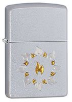 Zippo Ring of Fire Pocket Lighter, Satin Chrome