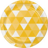 Creative Converting 319967 96 Count Dessert/Small Paper Plates, Fractal School Bus Yellow