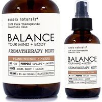 Balance- Your Mind + Body, Frankincense + Myrrh Aromatherapy Blend, Grounding Essential Oil Blend, Promotes Tranquility, Myrrh, Frankincense Essential Oil, 4oz Large Glass Bottle, eunioa Naturals